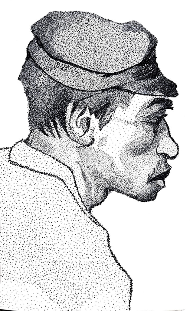 stippling drawing of a man