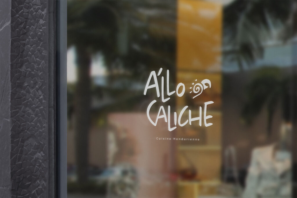 a'llo caliche logo on a window